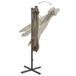 Parasol Déporté Avec Mât Et Lumières LED Taupe 250 Cm -Mobilier De Jardin parasol deporte avec mat et lumieres led taupe 250 cm 3666722357210 941546