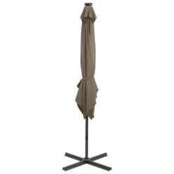 Parasol Déporté Avec Mât Et Lumières LED Taupe 250 Cm -Mobilier De Jardin parasol deporte avec mat et lumieres led taupe 250 cm 3666722357210 941547