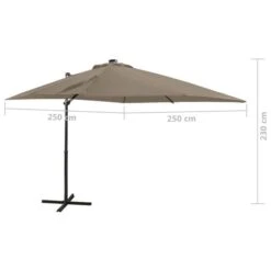 Parasol Déporté Avec Mât Et Lumières LED Taupe 250 Cm -Mobilier De Jardin parasol deporte avec mat et lumieres led taupe 250 cm 3666722357210 941550