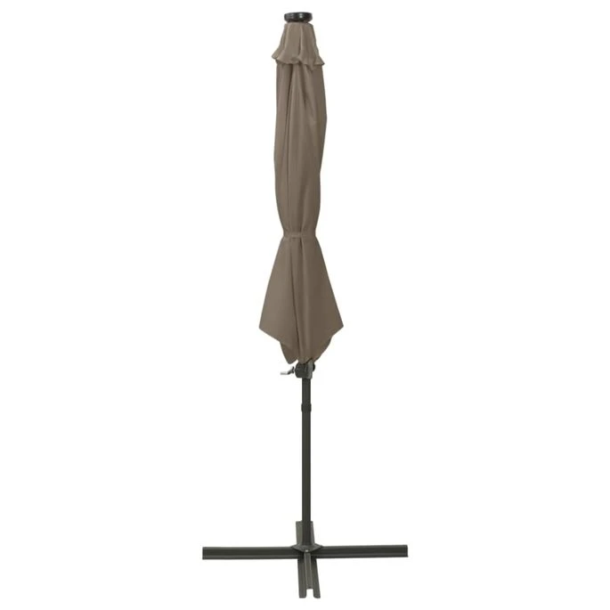 Parasol Déporté Avec Mât Et Lumières LED Taupe 300 Cm 5 Parasol Déporté Avec Mât Et Lumières LED Taupe 300 Cm – Image 3