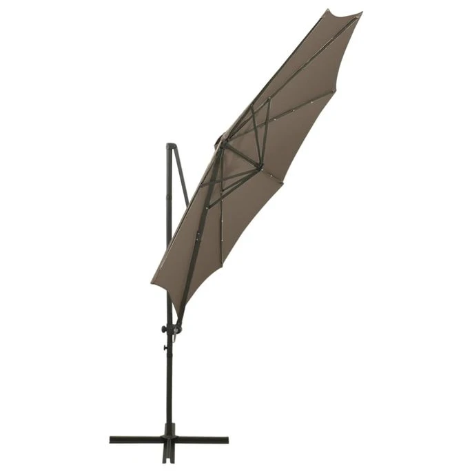 Parasol Déporté Avec Mât Et Lumières LED Taupe 300 Cm 10 Parasol Déporté Avec Mât Et Lumières LED Taupe 300 Cm – Image 8