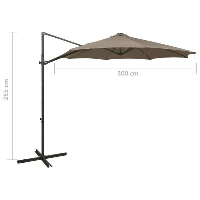 Parasol Déporté Avec Mât Et Lumières LED Taupe 300 Cm 13 Parasol Déporté Avec Mât Et Lumières LED Taupe 300 Cm – Image 11