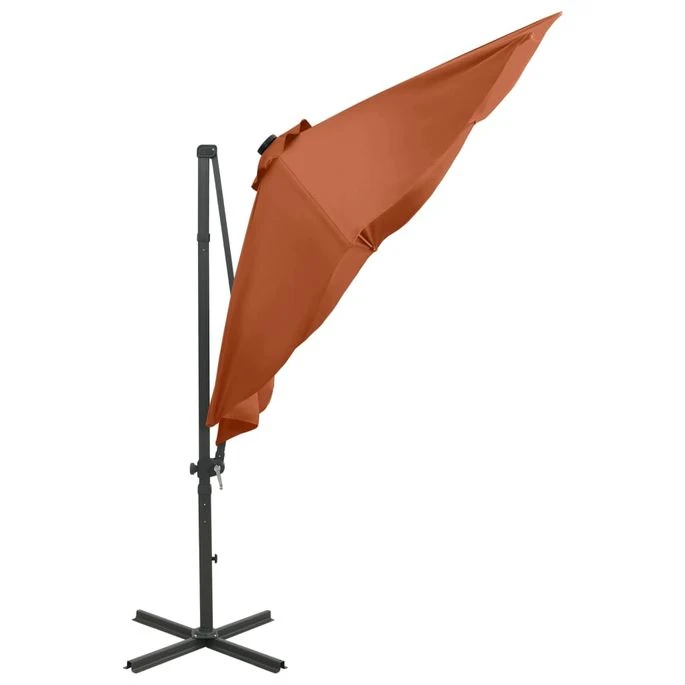 Parasol Déporté Avec Mât Et Lumières LED Terre Cuite 300 Cm 3 4 Parasol Déporté Avec Mât Et Lumières LED Terre Cuite 300 Cm 3 – Image 2