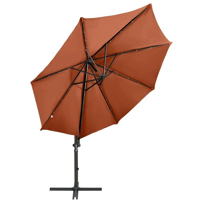 Parasol Déporté Avec Mât Et Lumières LED Terre Cuite 300 Cm 3 5 Parasol Déporté Avec Mât Et Lumières LED Terre Cuite 300 Cm 3 – Image 3