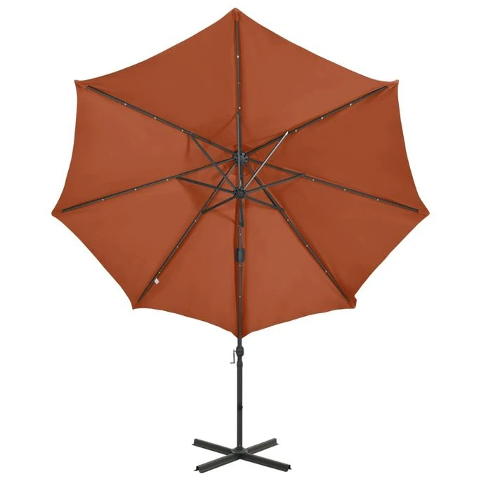 Parasol Déporté Avec Mât Et Lumières LED Terre Cuite 300 Cm 3 7 Parasol Déporté Avec Mât Et Lumières LED Terre Cuite 300 Cm 3 – Image 5