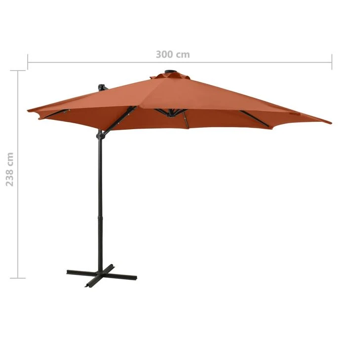 Parasol Déporté Avec Mât Et Lumières LED Terre Cuite 300 Cm 3 12 Parasol Déporté Avec Mât Et Lumières LED Terre Cuite 300 Cm 3 – Image 10