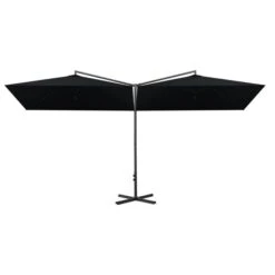 Parasol Double Avec Mât En Acier Noir 600x300 Cm -Mobilier De Jardin parasol double avec mat en acier noir 600x300 cm 3666722356084 942649