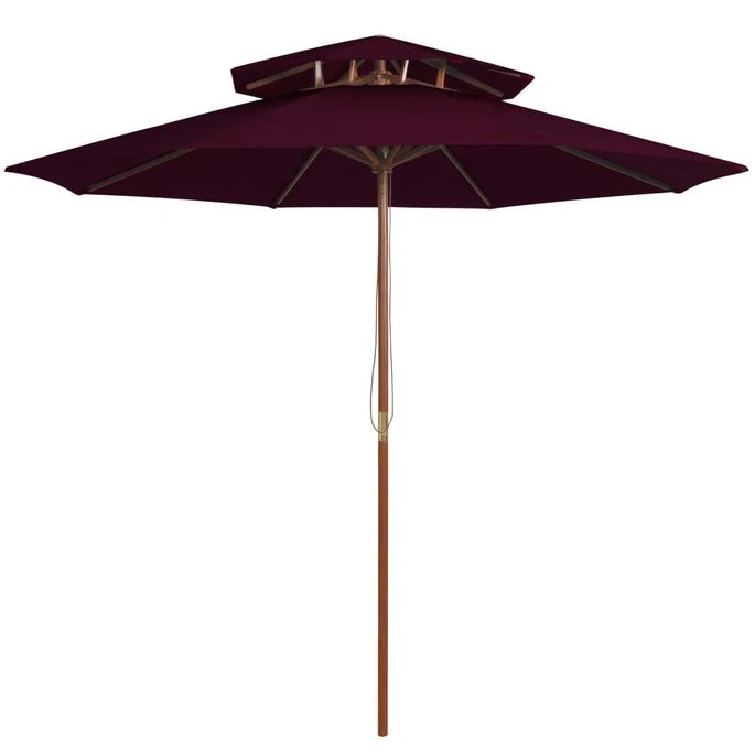Parasol Double Avec Mât En Bois Rouge Bordeaux 270 Cm 3 Parasol Double Avec Mât En Bois Rouge Bordeaux 270 Cm