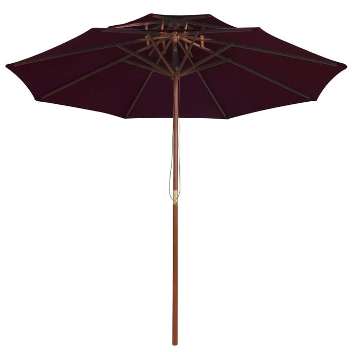 Parasol Double Avec Mât En Bois Rouge Bordeaux 270 Cm 5 Parasol Double Avec Mât En Bois Rouge Bordeaux 270 Cm – Image 3