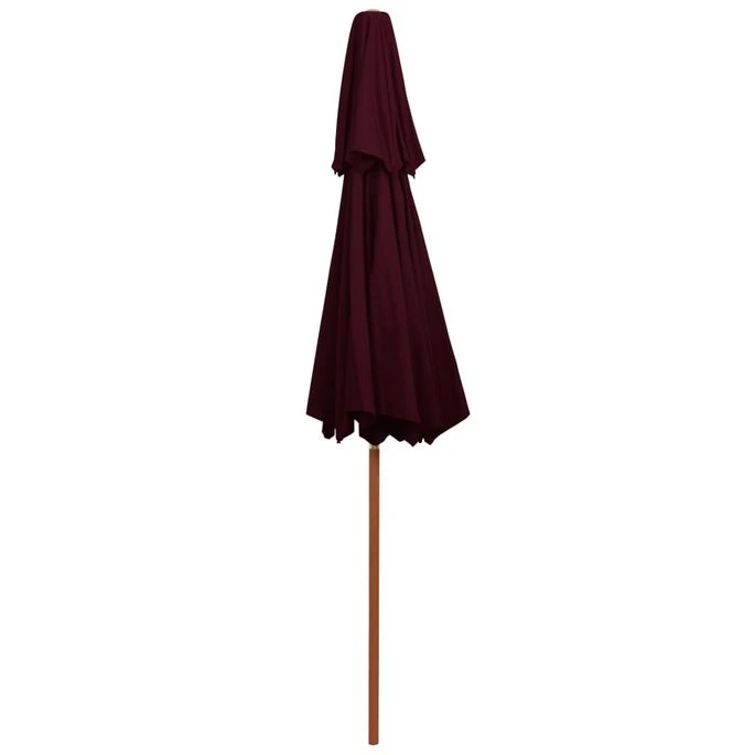 Parasol Double Avec Mât En Bois Rouge Bordeaux 270 Cm 7 Parasol Double Avec Mât En Bois Rouge Bordeaux 270 Cm – Image 5