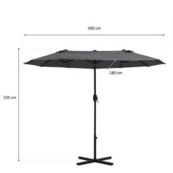 Parasol Droit 2 Tetes 3 X 1,8 M - Mât Et Baleines En Acier - Polyester 180gr - Gris -Mobilier De Jardin parasol droit 2 tetes 3 x 1 8 m mat et baleines en acier polyester 180gr gris 3612408256230 715564