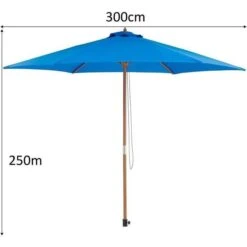 Parasol En Bois Rond Et Polyester 160g/m² - Arc 3 M - Bleu Profond -Mobilier De Jardin parasol en bois rond et polyester 160g m arc 3 m bleu profond 3612408026741 534741
