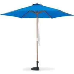 Parasol En Bois Rond Et Polyester 160g/m² - Arc 3 M - Bleu Profond -Mobilier De Jardin parasol en bois rond et polyester 160g m arc 3 m bleu profond 3612408026741 534744