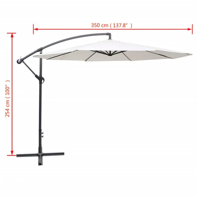 Parasol En Porte-à-faux 3,5 M Blanc Sable 10 Parasol En Porte-à-faux 3,5 M Blanc Sable – Image 8