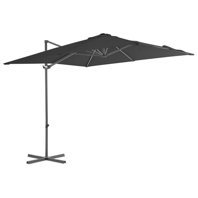 Parasol En Porte-à-faux Avec Mât En Acier 250x250 Cm Anthracite 3 Parasol En Porte-à-faux Avec Mât En Acier 250x250 Cm Anthracite