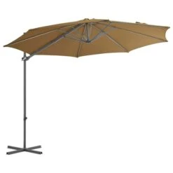 Parasol En Porte-à-faux Avec Mât En Acier Taupe 300 Cm -Mobilier De Jardin parasol en porte a faux avec mat en acier taupe 300 cm 3666722326384 979130