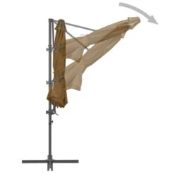 Parasol En Porte-à-faux Avec Mât En Acier Taupe 300 Cm -Mobilier De Jardin parasol en porte a faux avec mat en acier taupe 300 cm 3666722326384 979133