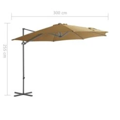 Parasol En Porte-à-faux Avec Mât En Acier Taupe 300 Cm -Mobilier De Jardin parasol en porte a faux avec mat en acier taupe 300 cm 3666722326384 979136