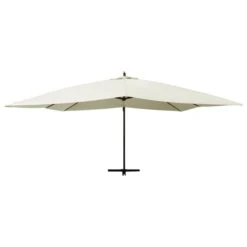 Parasol En Porte-à-faux Avec Mât En Bois 400x300 Cm Blanc Sable -Mobilier De Jardin parasol en porte a faux avec mat en bois 400x300 cm blanc sable 3666722922005 1513891