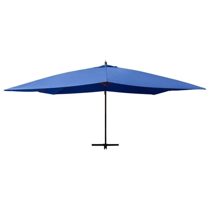 Parasol En Porte-à-faux Avec Mât En Bois 400x300 Cm Bleu Azuré 5 Parasol En Porte-à-faux Avec Mât En Bois 400x300 Cm Bleu Azuré – Image 3