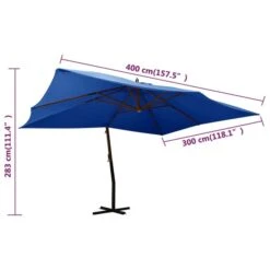 Parasol En Porte-à-faux Avec Mât En Bois 400x300 Cm Bleu Azuré 17 Parasol En Porte-à-faux Avec Mât En Bois 400x300 Cm Bleu Azuré -Mobilier De Jardin parasol en porte a faux avec mat en bois 400x300 cm bleu azure 3666722886758 1482486