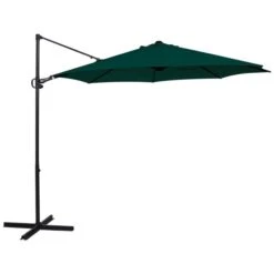 Parasol En Porte-à-faux Rond Aluminium Vert 3m