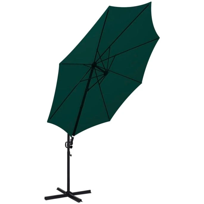 Parasol En Porte-à-faux Rond Aluminium Vert 3m 4 Parasol En Porte-à-faux Rond Aluminium Vert 3m – Image 2