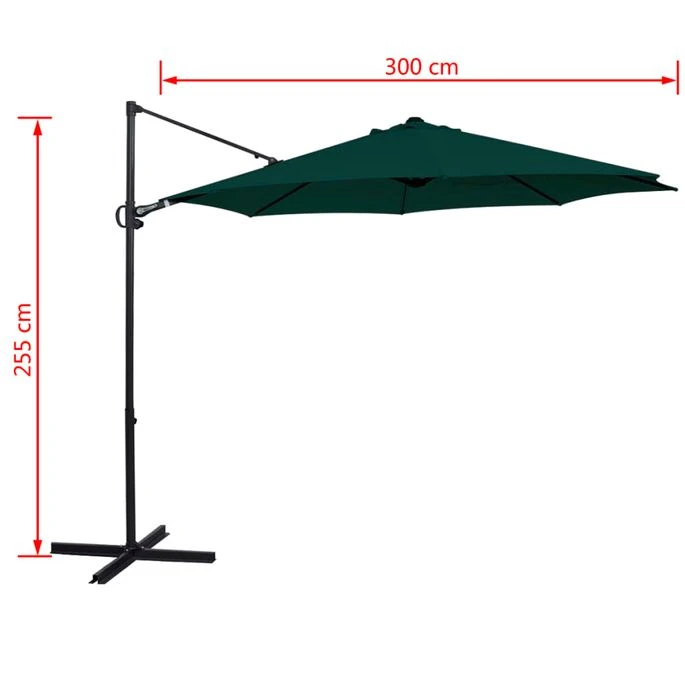 Parasol En Porte-à-faux Rond Aluminium Vert 3m 10 Parasol En Porte-à-faux Rond Aluminium Vert 3m – Image 8