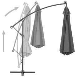 Parasol En Porte-à-feux Avec Poteau Acier 300 Cm Anthracite -Mobilier De Jardin parasol en porte a feux avec poteau acier 300 cm anthracite 3666722325943 979585