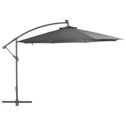 Parasol En Porte-à-feux Et Poteau Métallique 350 Cm Anthracite