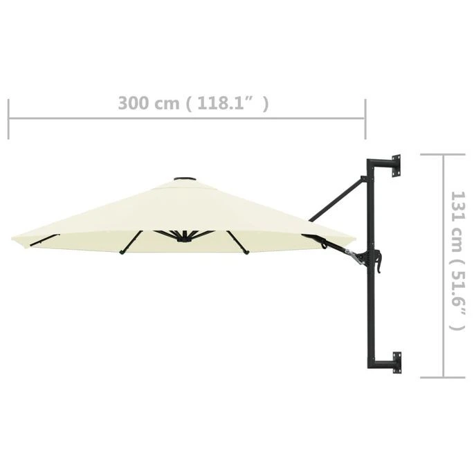 Parasol Mural Avec Mât Métallique 300 Cm Sable 10 Parasol Mural Avec Mât Métallique 300 Cm Sable – Image 8