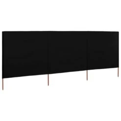 Paravent 3 Panneaux Tissu 400 X 160 Cm Noir -Mobilier De Jardin paravent 3 panneaux tissu 400 x 160 cm noir 3666722882880 982934