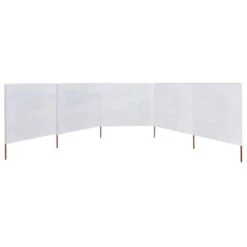Paravent 5 Panneaux Tissu 600 X 80 Cm Blanc Sable -Mobilier De Jardin paravent 5 panneaux tissu 600 x 80 cm blanc sable 3666722776554 848068