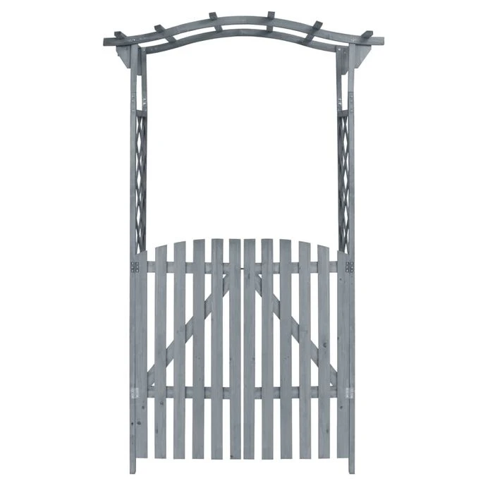 Pergola Avec Portail Gris 120x60x206 Cm Bois De Sapin Massif 5 Pergola Avec Portail Gris 120x60x206 Cm Bois De Sapin Massif – Image 3