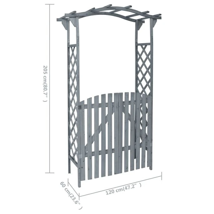 Pergola Avec Portail Gris 120x60x206 Cm Bois De Sapin Massif 8 Pergola Avec Portail Gris 120x60x206 Cm Bois De Sapin Massif – Image 6