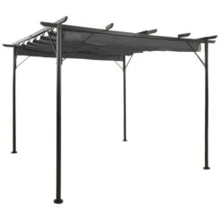 Pergola Avec Toit Rétractable Anthracite 3x3 M Acier 180 G/m²