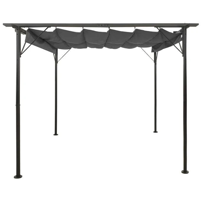 Pergola Avec Toit Rétractable Anthracite 3x3 M Acier 180 G/m² 4 Pergola Avec Toit Rétractable Anthracite 3x3 M Acier 180 G/m² – Image 2
