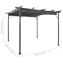 Pergola Avec Toit Rétractable Anthracite 3x3 M Acier 180 G/m² 13 Pergola Avec Toit Rétractable Anthracite 3x3 M Acier 180 G/m² -Mobilier De Jardin pergola avec toit retractable anthracite 3x3 m acier 180 g m 3666722189378 1195924