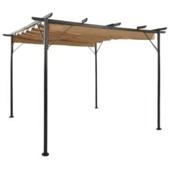 Pergola Avec Toit Rétractable Taupe 3x3 M Acier 180 G/m²