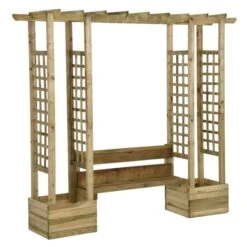 Pergola De Jardin Avec Banc Et Jardinières Bois De Pin Imprégné -Mobilier De Jardin pergola de jardin avec banc et jardinieres bois de pin impregne 3666722117395 1369393
