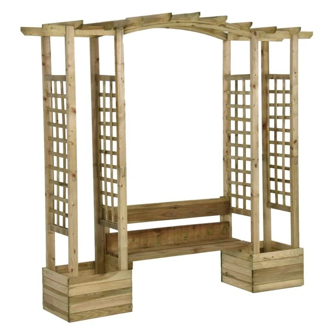 Pergola De Jardin Avec Banc Et Jardinières Bois De Pin Imprégné 2 4 Pergola De Jardin Avec Banc Et Jardinières Bois De Pin Imprégné 2 – Image 2