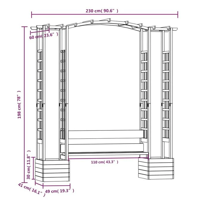 Pergola De Jardin Avec Banc Et Jardinières Bois De Pin Imprégné 2 8 Pergola De Jardin Avec Banc Et Jardinières Bois De Pin Imprégné 2 – Image 6