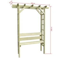 Pergola De Jardin Avec Banquette 150 X 50 X 200 Cm Pin Imprégné -Mobilier De Jardin pergola de jardin avec banquette 150 x 50 x 200 cm pin impregne 8718475557876 1361966