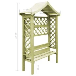 Pergola De Jardin Avec Toit Et Banc Bois De Pin Imprégné -Mobilier De Jardin pergola de jardin avec toit et banc bois de pin impregne 3666722180788 1217344