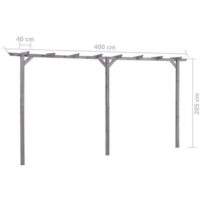 Pergola De Jardin Gris 400x40x205 Cm Bois De Pin Imprégné 7 Pergola De Jardin Gris 400x40x205 Cm Bois De Pin Imprégné – Image 5