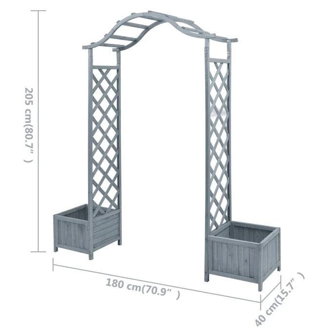 Pergola Et Pot De Fleurs Gris 180x40x205cm Bois De Sapin Massif 7 Pergola Et Pot De Fleurs Gris 180x40x205cm Bois De Sapin Massif – Image 5