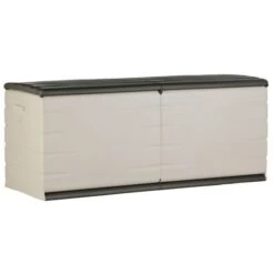 PLASTIKEN Coffre 450L Intérieur/Extérieur Fonctionnel Et Esthétique Cadenassable Avec Roulettes Beige Et Gris Foncé -Mobilier De Jardin plastiken coffre 450l interieur exterieur fonctionnel et esthetique cadenassable avec roulettes beige et gris fonce 8412524394817 429876