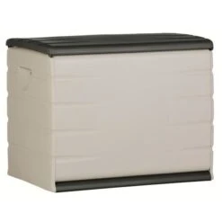 PLASTIKEN Coffre Cadenassable Avec Roulettes - 190 L - Fonctionnel Et Esthétique - Beige Et Gris Foncé -Mobilier De Jardin plastiken coffre cadenassable avec roulettes 190 l fonctionnel et esthetique beige et gris fonce 8412524446318 429863