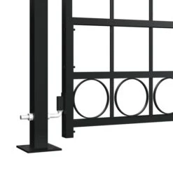 Portail De Clôture à Dessus Arqué Et 2 Poteaux 105x204 Cm Noir -Mobilier De Jardin portail de cloture a dessus arque et 2 poteaux 105x204 cm noir 3666722196062 1174240