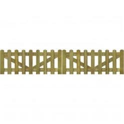 Portail De Clôture à Piquets 2 Pcs Bois Imprégné 300x60 Cm
